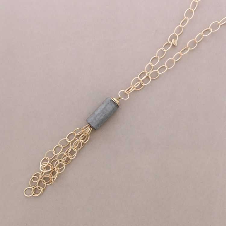 LONG NECKLACE PENDANT CINLINDRO FRINGE CHAIN