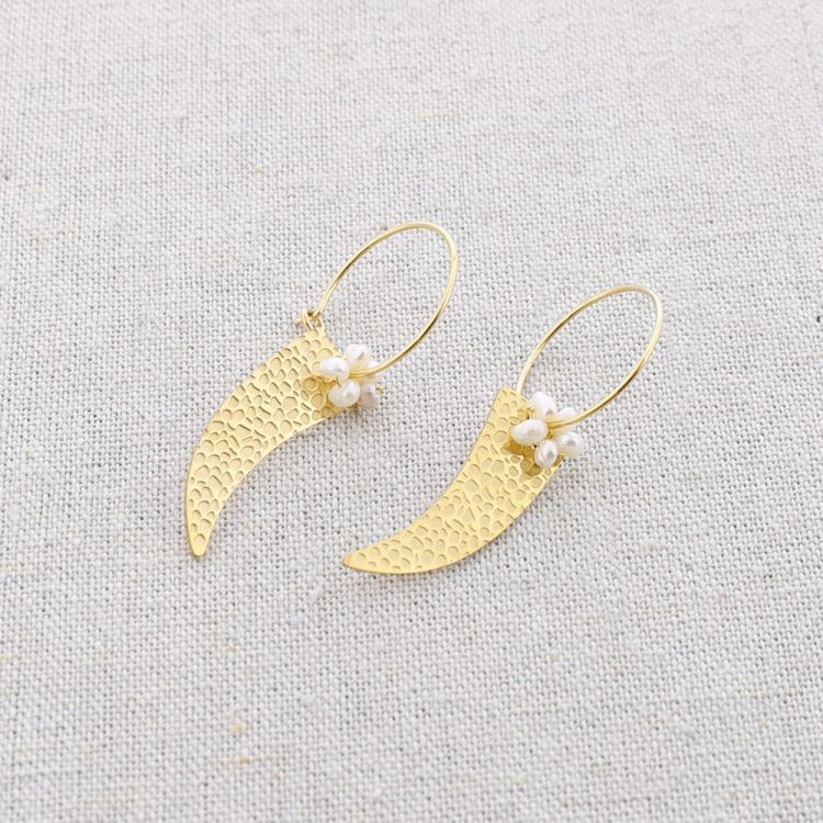 PENDIENTES ACERO ARO COLGANTE CUERNO