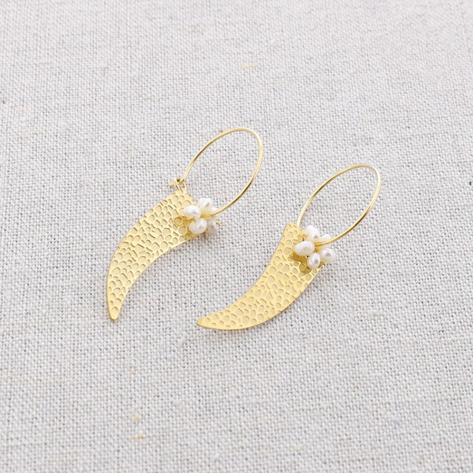 PENDIENTES ACERO ARO COLGANTE CUERNO
