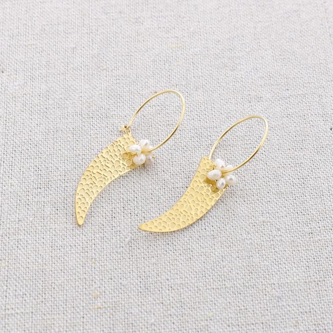 PENDIENTES ACERO ARO COLGANTE CUERNO
