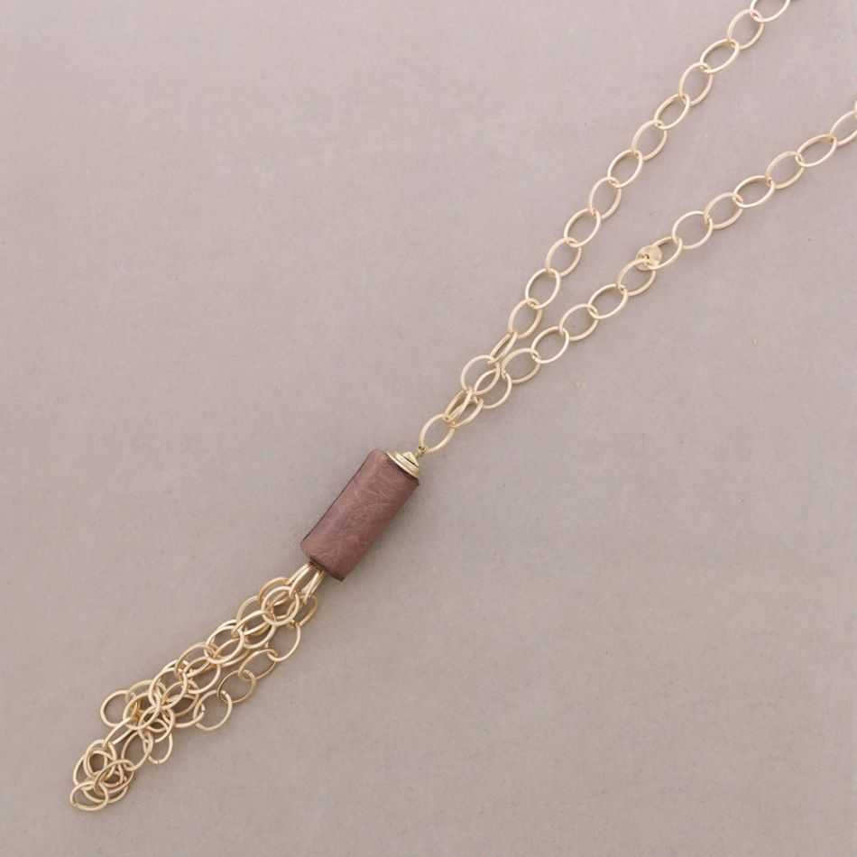 LONG NECKLACE PENDANT CINLINDRO FRINGE CHAIN