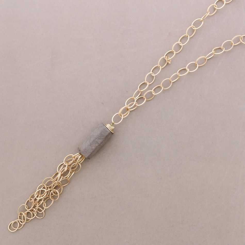 LONG NECKLACE PENDANT CINLINDRO FRINGE CHAIN