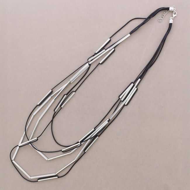COLLAR LARGO MUTLI TIRAS TUBOS METAL