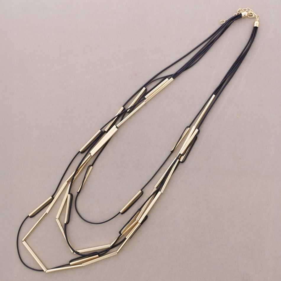 COLLAR LARGO MUTLI TIRAS TUBOS METAL