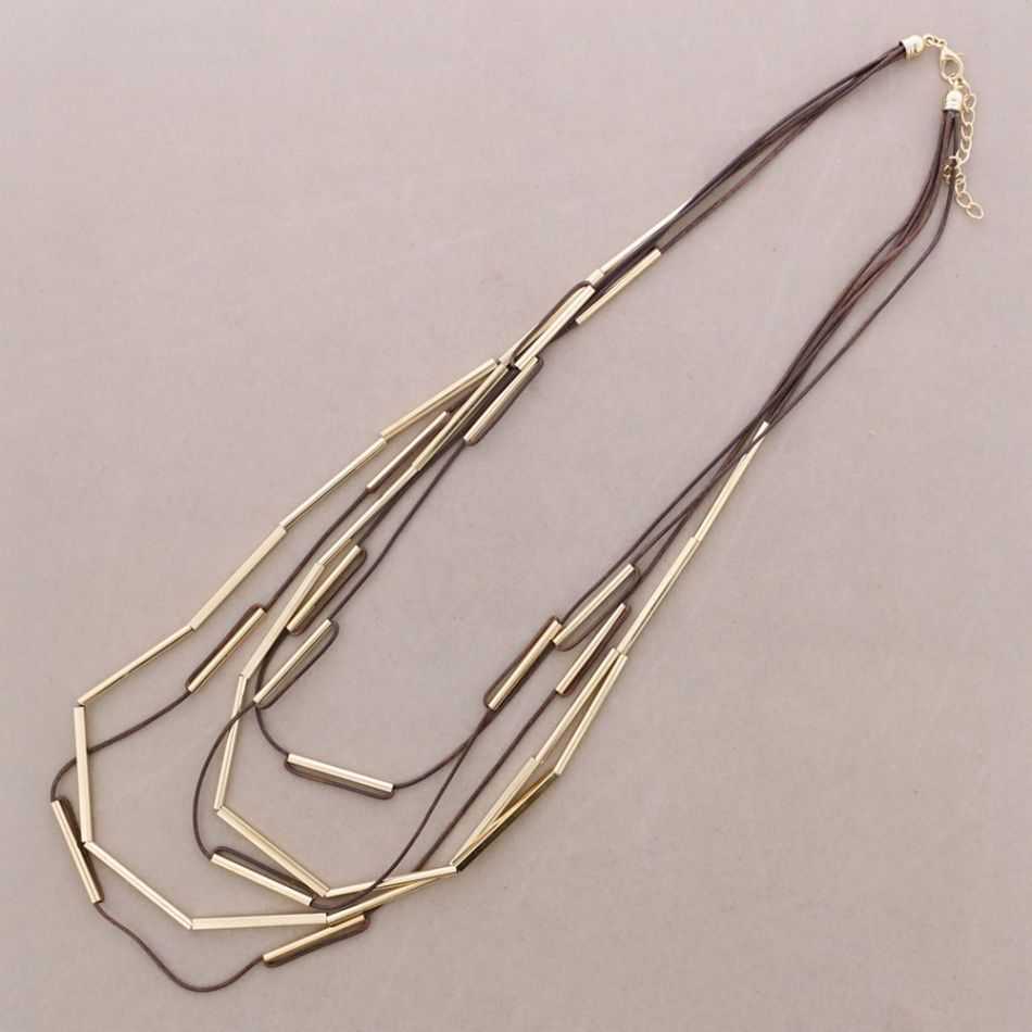 COLLAR LARGO MUTLI TIRAS TUBOS METAL