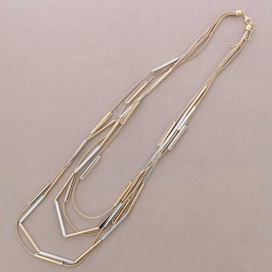 COLLAR LARGO MUTLI TIRAS TUBOS METAL