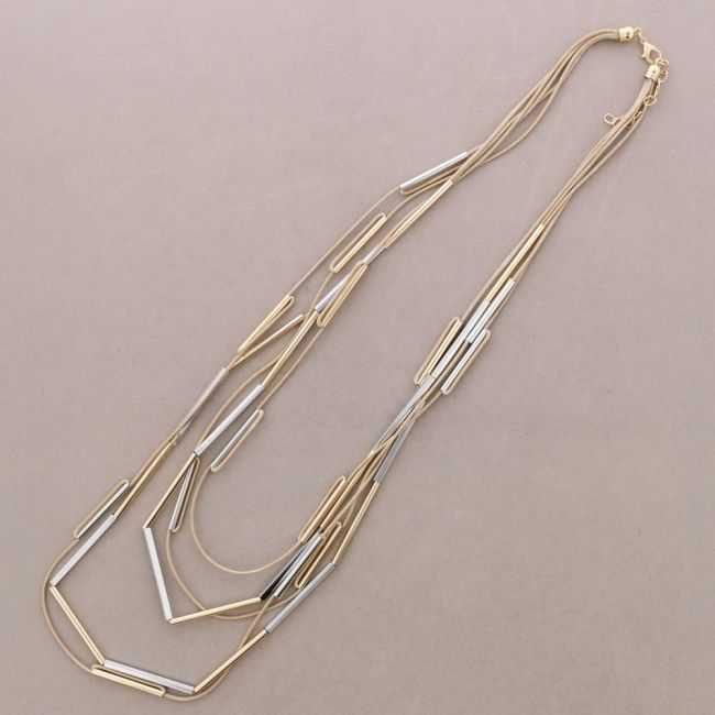 COLLAR LARGO MUTLI TIRAS TUBOS METAL