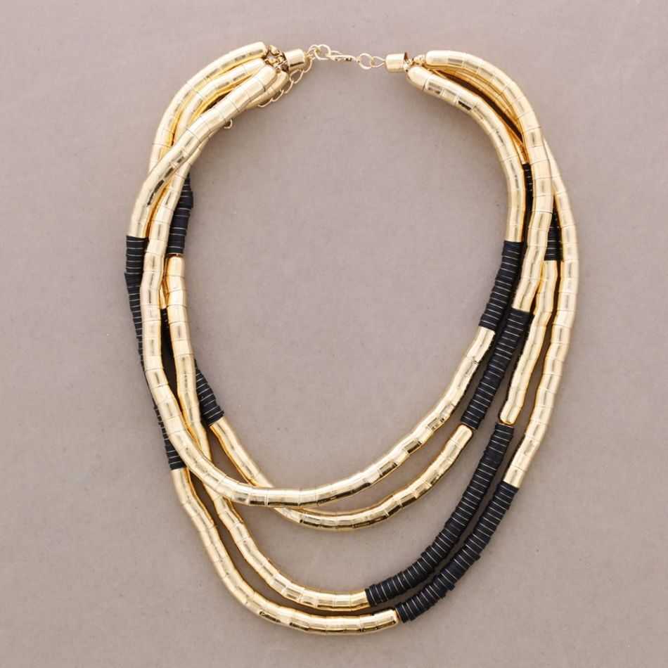 CHOKER 4 ROWS FLEXIBLE METAL FIMO BEADS