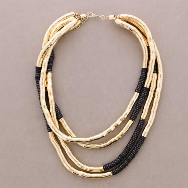 CHOKER 4 ROWS FLEXIBLE METAL FIMO BEADS