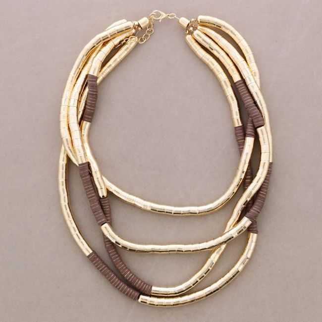 CHOKER 4 ROWS FLEXIBLE METAL FIMO BEADS