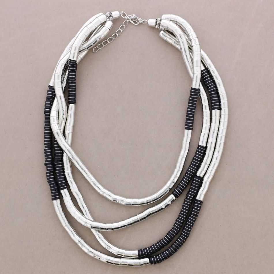 CHOKER 4 ROWS FLEXIBLE METAL FIMO BEADS