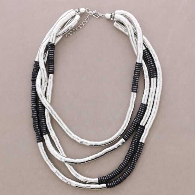 CHOKER 4 ROWS FLEXIBLE METAL FIMO BEADS