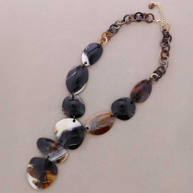 COLLAR CUENTAS MEDALLAS COLGANTE RESINA