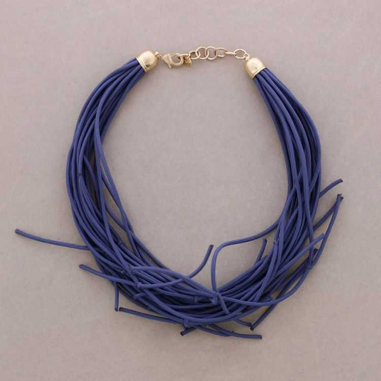 MULTI-STRAP KNOTTED ELASTIC SHORT NECKLACE
