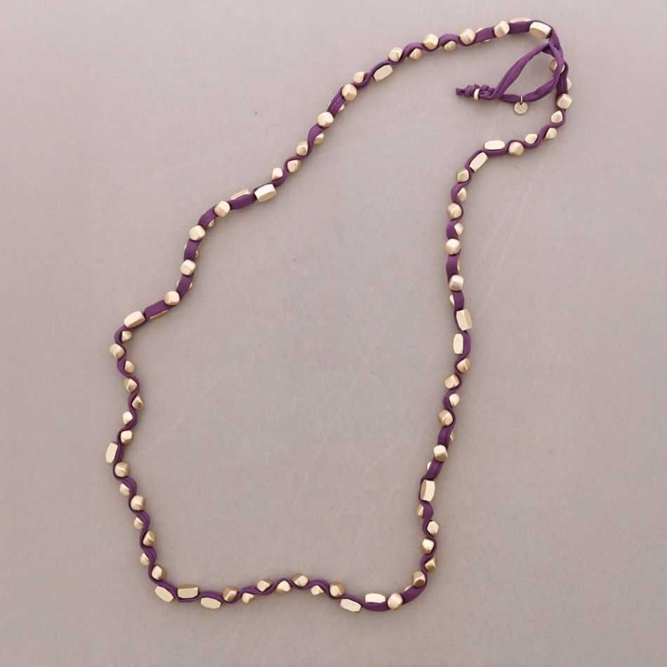 COLLAR LARGO TUBO LAZO CUENTAS IMITACION METAL