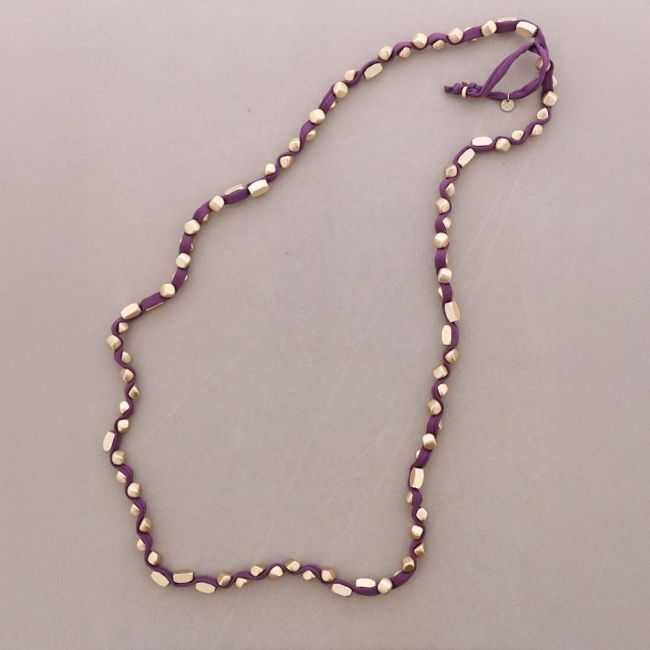 COLLAR LARGO TUBO LAZO CUENTAS IMITACION METAL