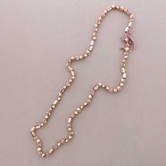 COLLAR LARGO TUBO LAZO CUENTAS IMITACION METAL
