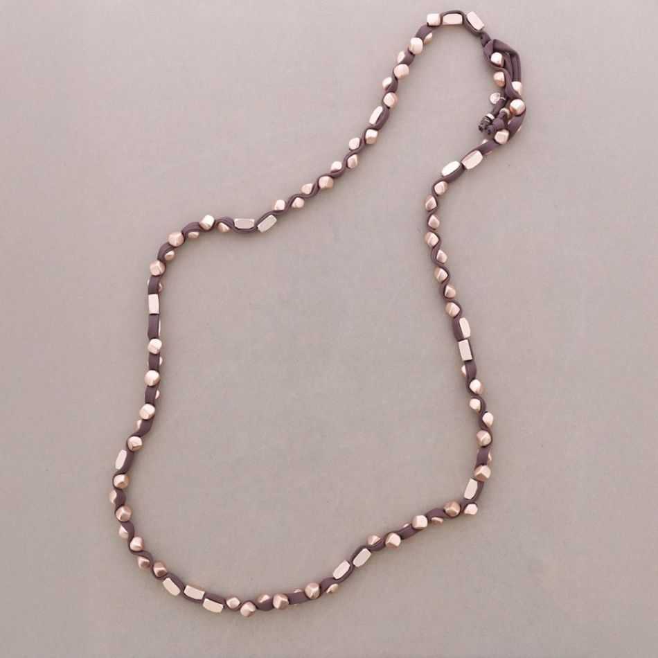 COLLAR LARGO TUBO LAZO CUENTAS IMITACION METAL