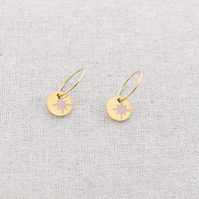 STEEL EARRINGS PENDANT ENAMEL MEDAL