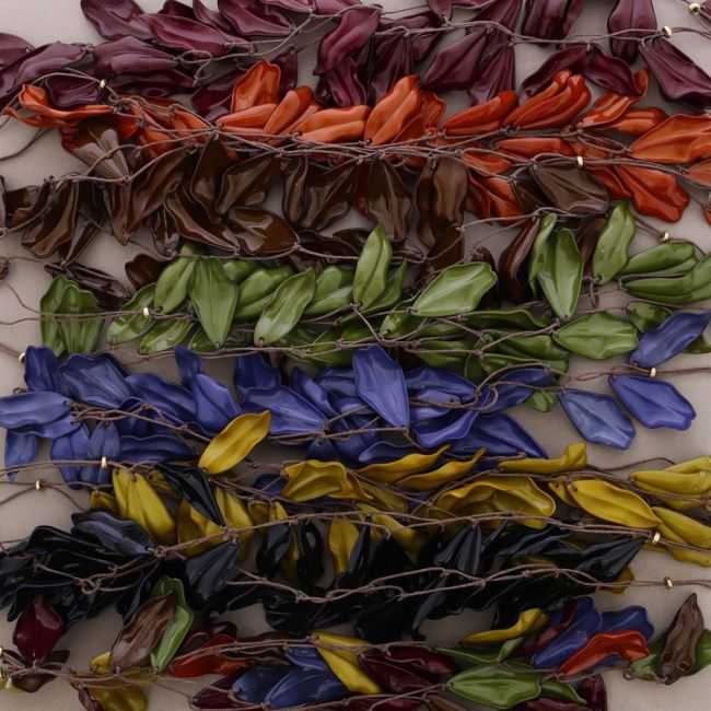 LONG DOUBLE NECKLACE WITH RESIN PETAL PENDANTS