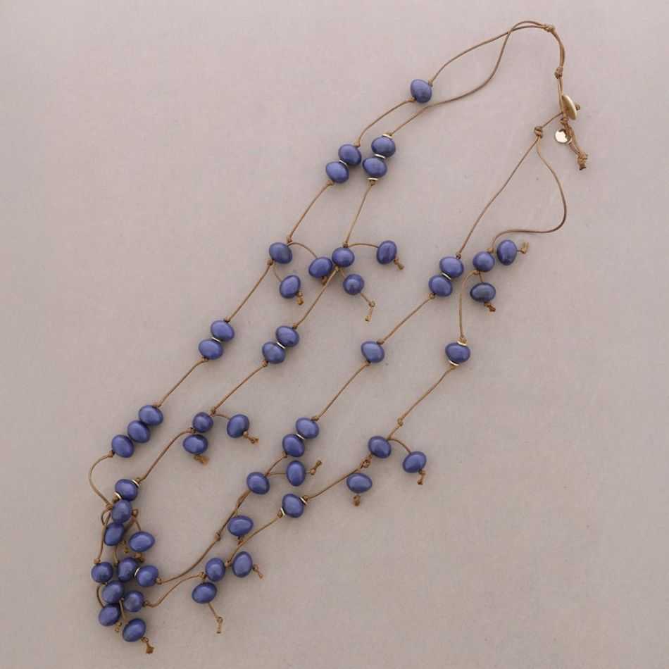 COLLAR LARGO DOBLE CUENTAS COLGANTES RESINA