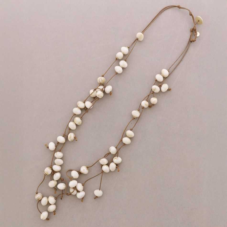 COLLAR LARGO DOBLE CUENTAS COLGANTES RESINA