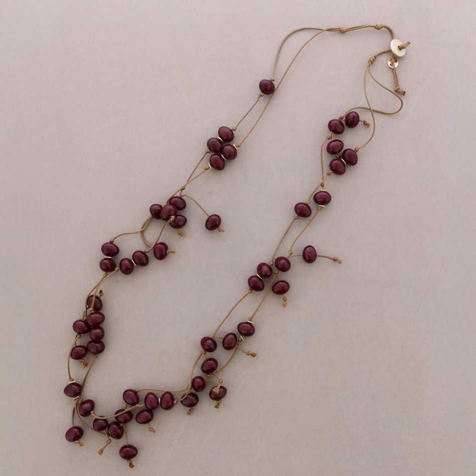 COLLAR LARGO DOBLE CUENTAS COLGANTES RESINA