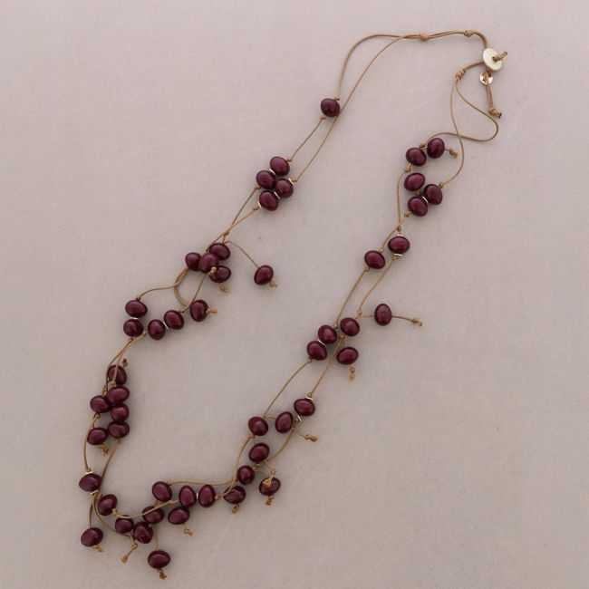 COLLAR LARGO DOBLE CUENTAS COLGANTES RESINA