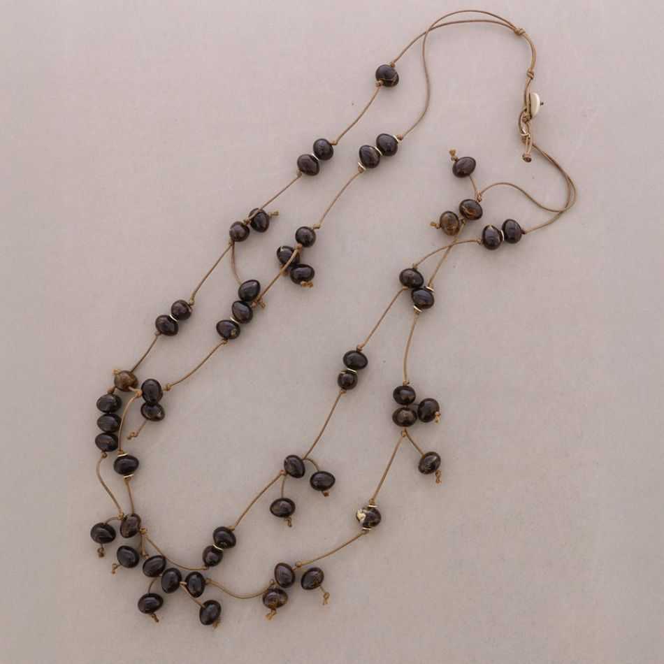 COLLAR LARGO DOBLE CUENTAS COLGANTES RESINA