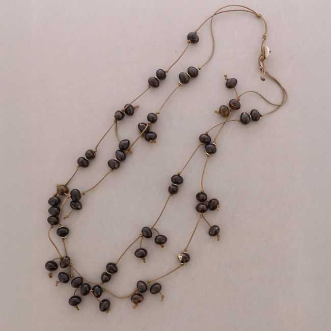 COLLAR LARGO DOBLE CUENTAS COLGANTES RESINA