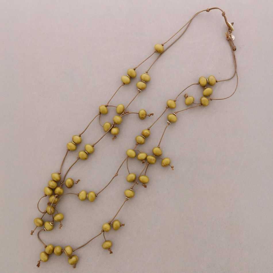 COLLAR LARGO DOBLE CUENTAS COLGANTES RESINA