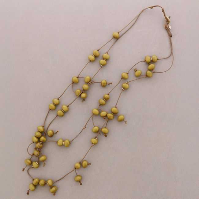 COLLAR LARGO DOBLE CUENTAS COLGANTES RESINA