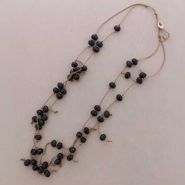 COLLAR LARGO DOBLE CUENTAS COLGANTES RESINA