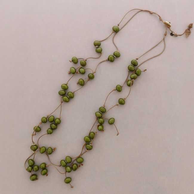 COLLAR LARGO DOBLE CUENTAS COLGANTES RESINA