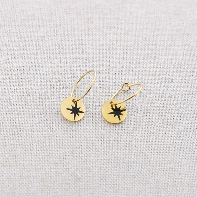 STEEL EARRINGS PENDANT ENAMEL MEDAL