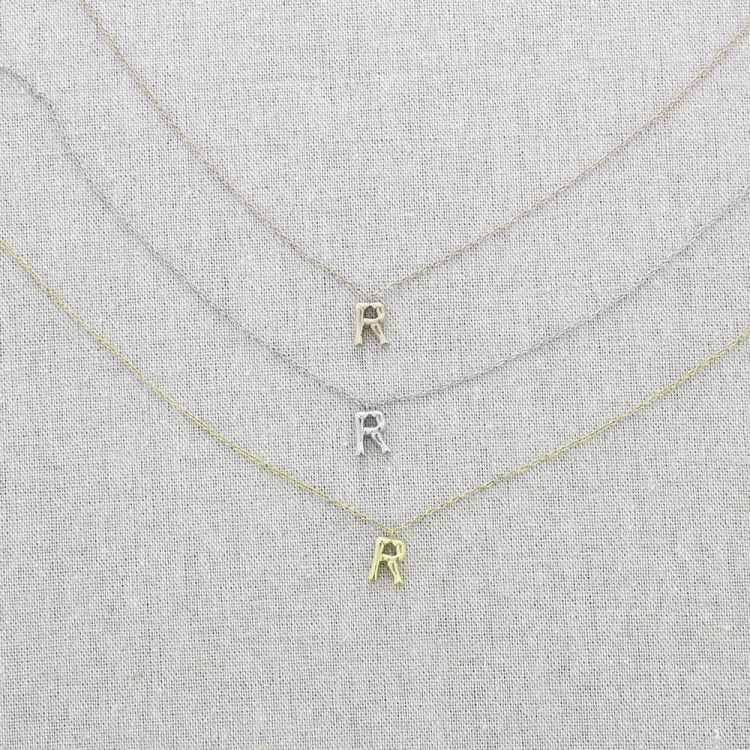 BAMBOO INITIAL R STEEL SHORT NECKLACE 2