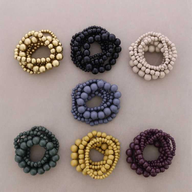 SET PULSERA ELÁSTICA CUENTAS MADERA 2