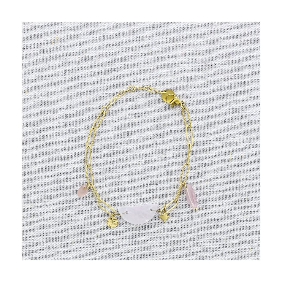 STONE MEDAL PENDANT CHAIN STEEL BRACELET
