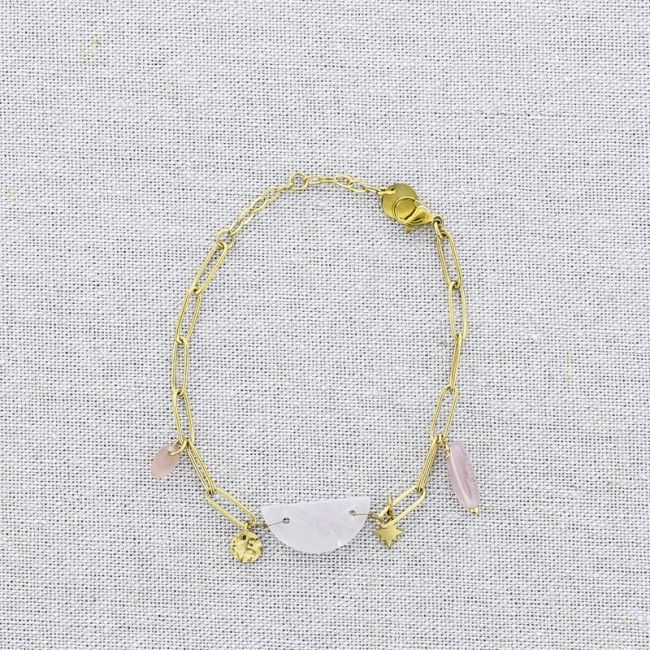 STONE MEDAL PENDANT CHAIN STEEL BRACELET