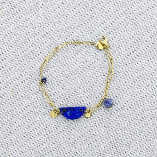 STONE MEDAL PENDANT CHAIN STEEL BRACELET