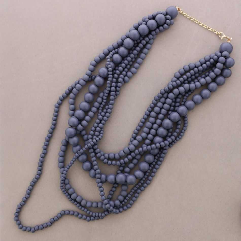 LONG MULTI-BEAD WOODEN NECKLACE