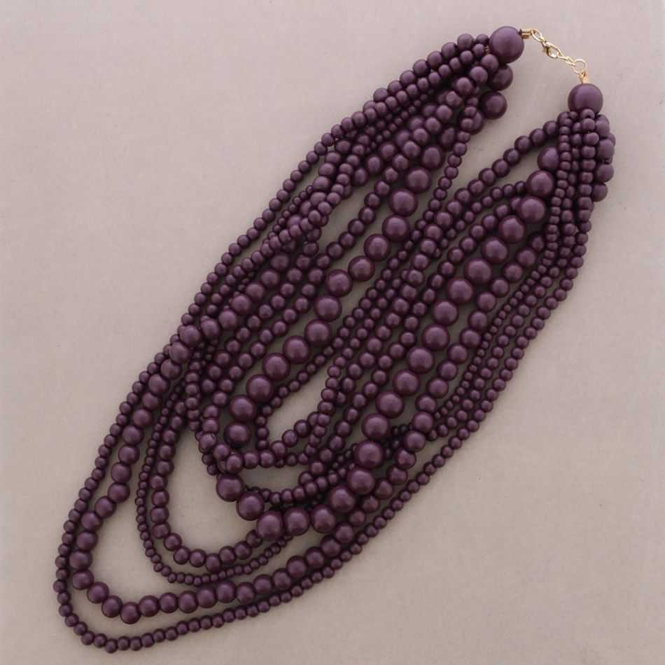 LONG MULTI-BEAD WOODEN NECKLACE