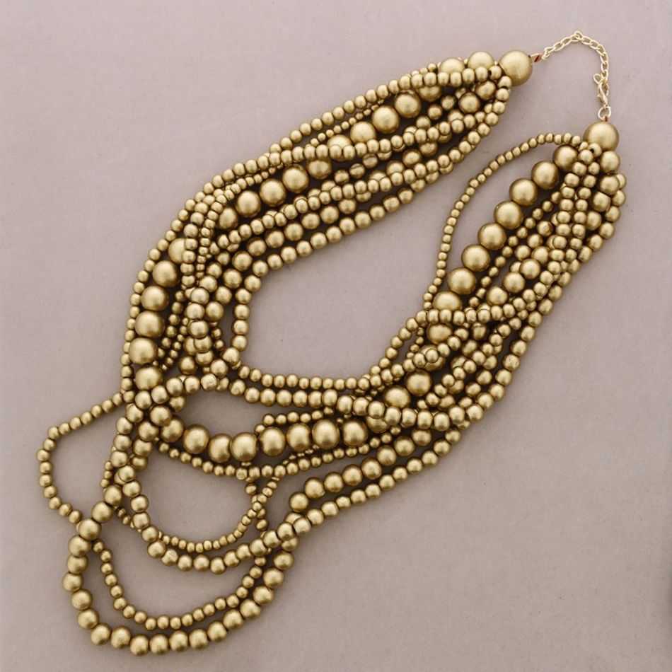 LONG MULTI-BEAD WOODEN NECKLACE