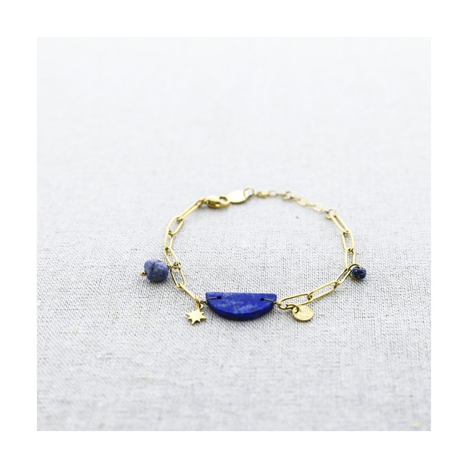 STONE MEDAL PENDANT CHAIN STEEL BRACELET