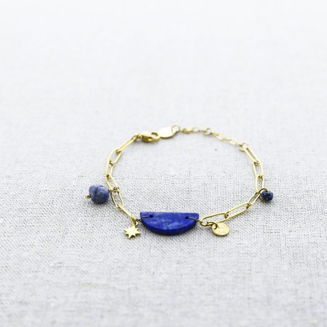 STONE MEDAL PENDANT CHAIN STEEL BRACELET