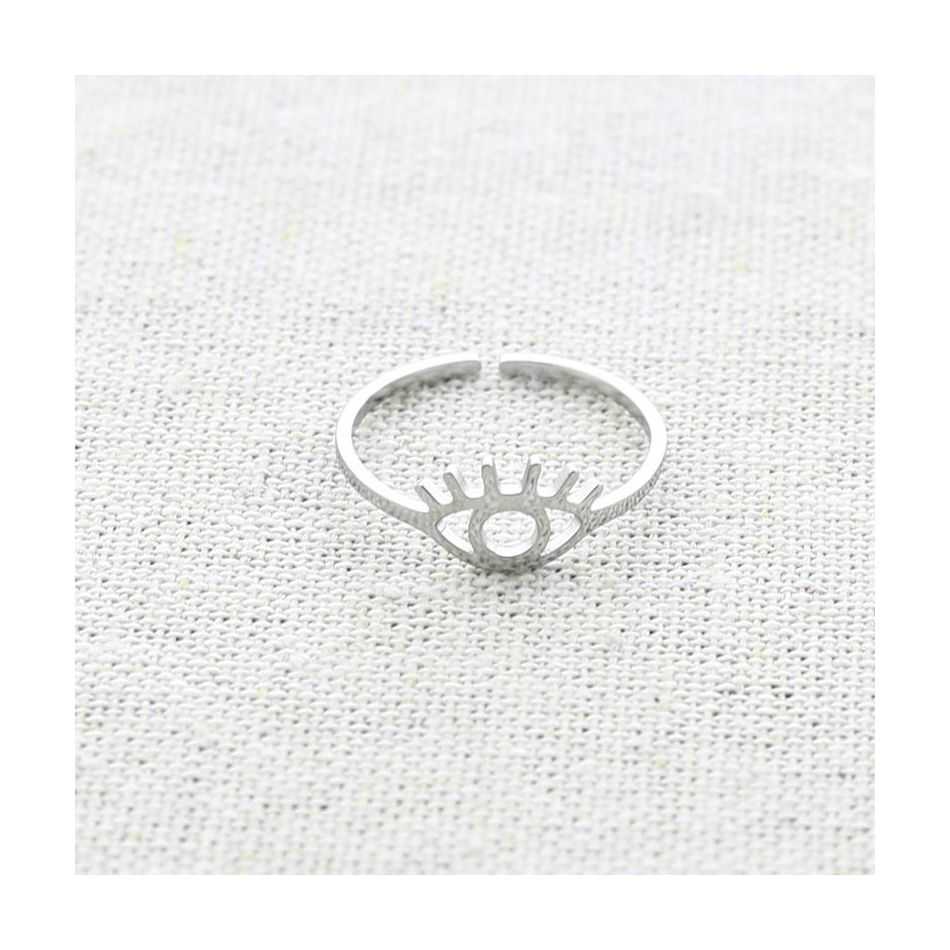 ADJUSTABLE STEEL RING WITH TURKISH EYE