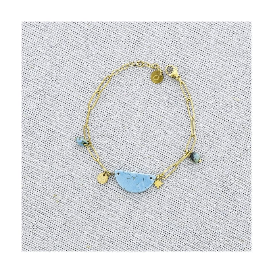 PULSERA ACERO CADENA COLGANTES MEDALLA PIEDRAS