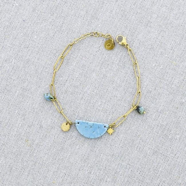 PULSERA ACERO CADENA COLGANTES MEDALLA PIEDRAS