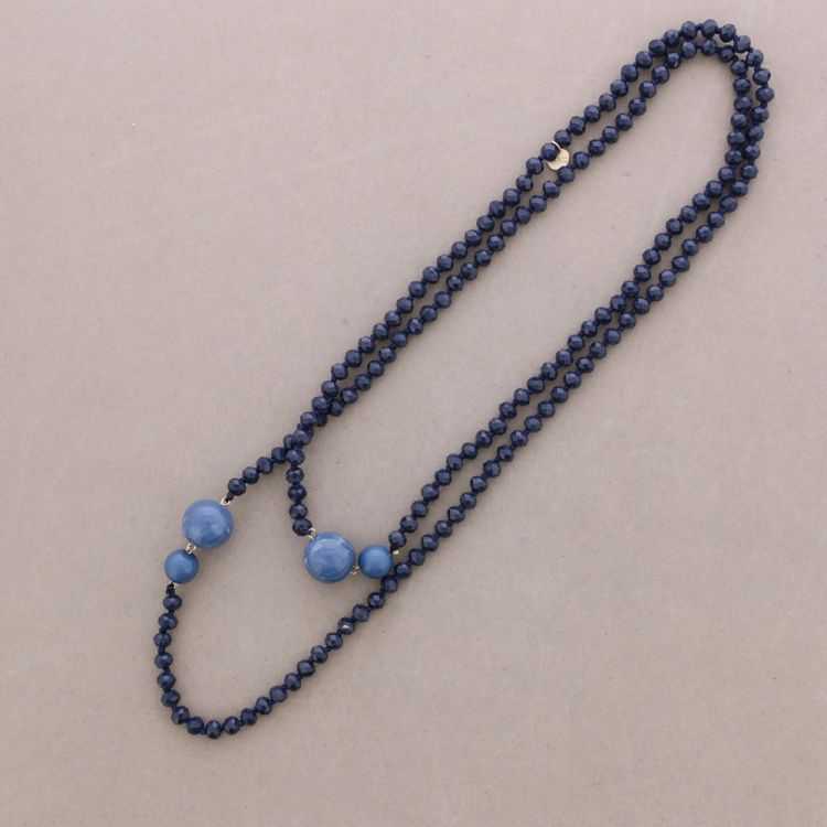 LONG NECKLACE FACETED CRYSTAL BEADS RESIN BEADS 150CM