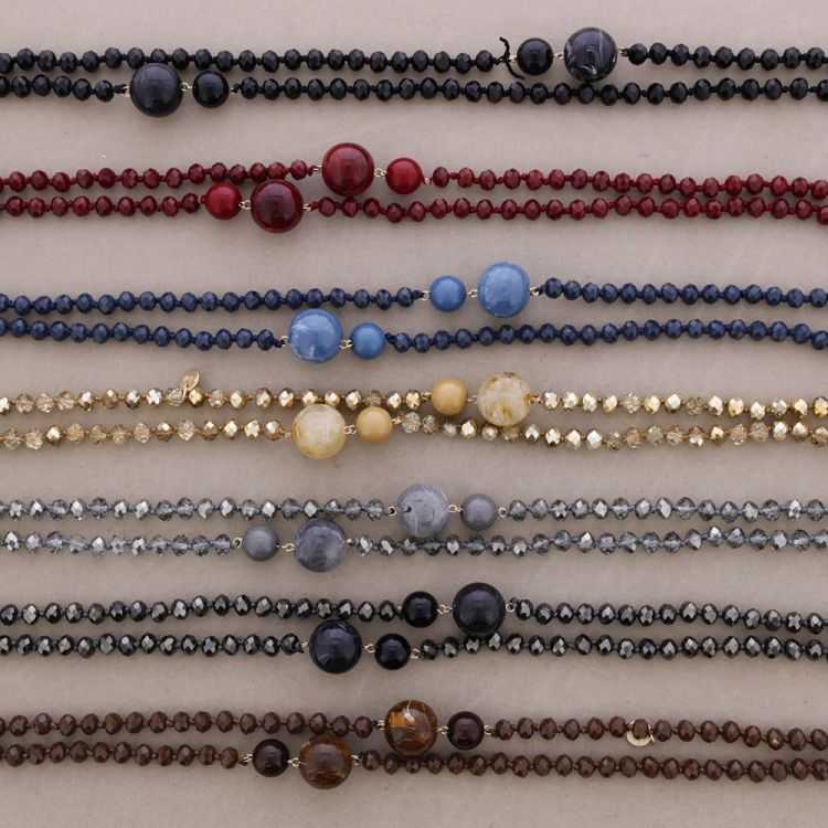 LONG NECKLACE FACETED CRYSTAL BEADS RESIN BEADS 150CM 2